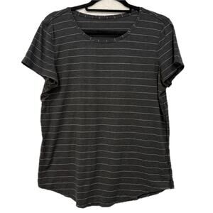 Lululemon Love Tee I Curved Hem Crewneck Grey/White Stripe Size 8 Short Sleeve